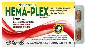 Комлекс витаминов и минералов с железом Natures Plus Hema-Plex Iron 30 таб 23366 фото