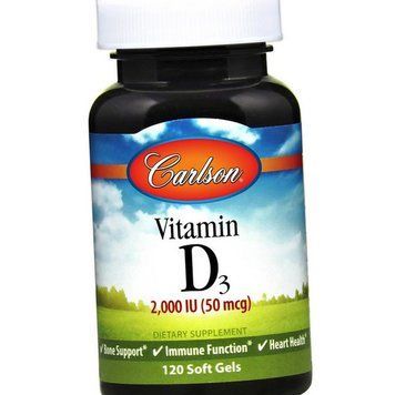 Вітамін Д 2000 Carlson Labs Vitamin D3 2000 IU 120 гельових капсул 11333 фото