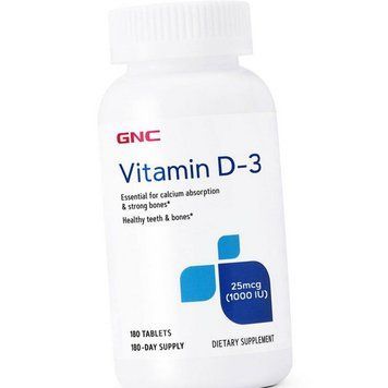 Вітамін Д 1000 GNC Vitamin D-3 1000 IU 180 таблеток 19291 фото