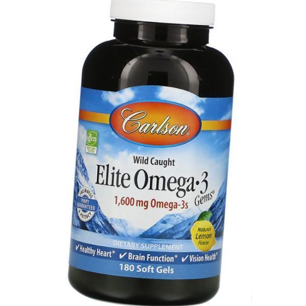 Омега 3 Carlson Labs Elite Omega 3 1,600 mg 180 гельових капсул 19093 фото