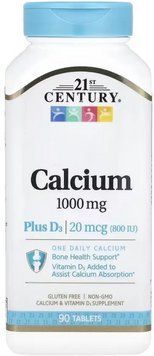 Кальцій Д3 21st Century Calcium 1000 mg + D3 90 таб 3108184178 фото