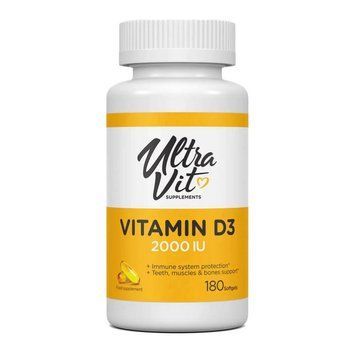 Вітамін Д (холекальциферол) VP Lab Vitamin D3 2000 IU 180 гельових капсул 22620 фото
