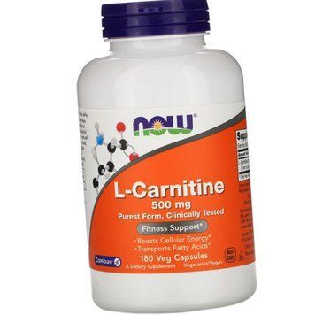 Л-карнитин NOW L-Carnitine 500 mg purest form 180 капс Мощный жиросжигатель для быстрого снижения веса 19833 фото