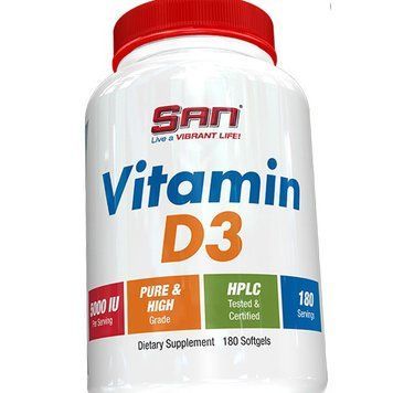 Вітамін Д 5000 SAN Vitamin D3 5000 IU 180 гелевих капсул 10873 фото