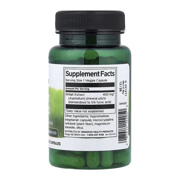 Екстракт Мумійо Swanson Shilajit Extract Standardized 400 mg 60 розт капс 2976278035 фото
