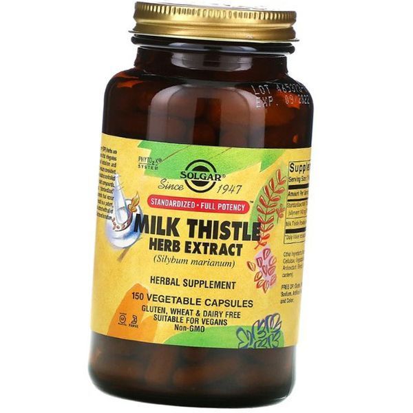 Экстракт молочного чертополоха (расторопши) Солгар Solgar Milk Thistle Herb Extract 150 капсул 19059 фото