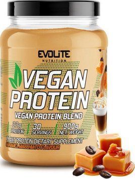 Комплексний рослинний протеїн Evolite Nutrition Vegan Protein 900г кава з карамеллю 22153 фото