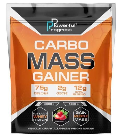 Гейнер Powerful Progress Carbo Mass Gainer 4 кг клубника 18158 фото