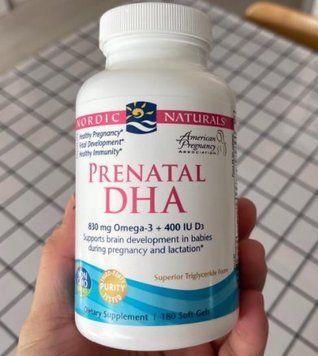 Омега 3 і Вітамін Д для вагітних Nordic Naturals Prenatal DHA 830 mg Omega-3 + 400 IU D3 180 гельових капсул 19668 фото