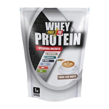 Сироватковий протеїн Power Pro Whey Protein +урсолова кислота 1 кг Flat White 3173985404 фото