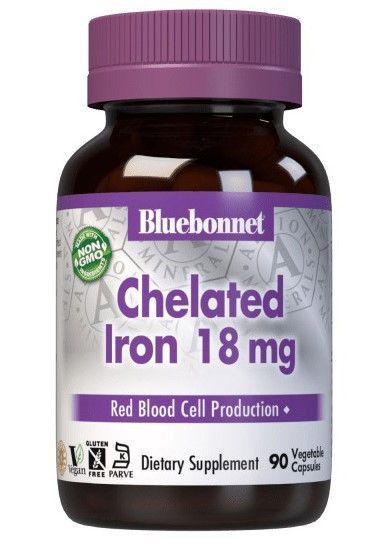 Железо Bluebonnet Nutrition Chelated Iron 18 mg 90 veg caps 19747 фото