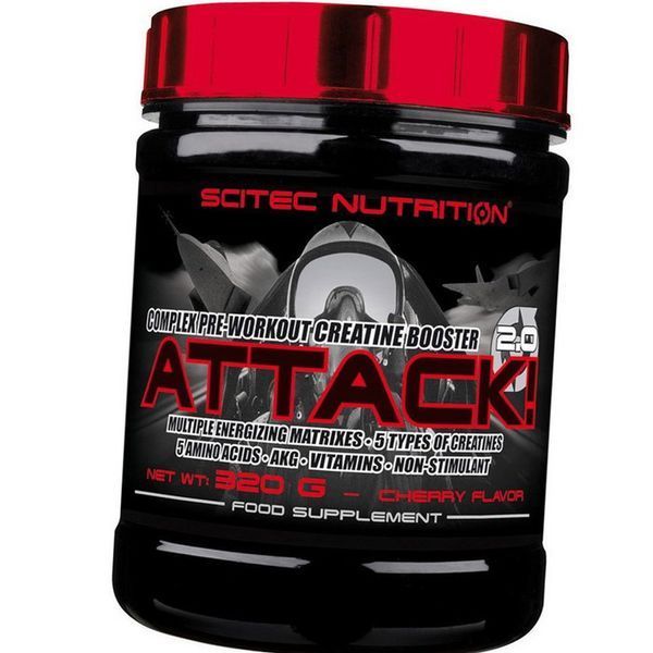 Предтрен Scitec Attack 2.0 320 г вишня 2244 фото