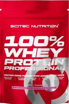 Протеїн Scitec Nutrition 100% Whey Protein Professional 1кг клубника білий шоколад 21507-02 фото