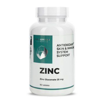 Цинк глюконат 25мг Progress Nutrition Zinc Gluconate 25 mg 90 таб 22680 фото