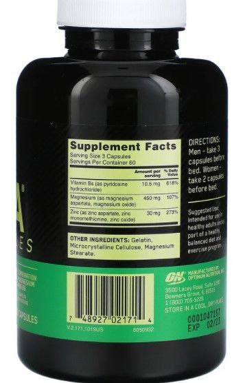 ЗМА Бустер тестостерона Optimum ZMA 180 капсул 2542 фото