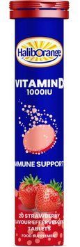 Вітамін Д 1000Haliborange Vitamin D 1000 IU 20 шипучих таблеток полуниця 21883 фото