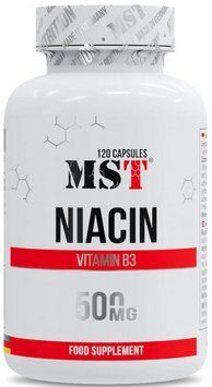 Ніацин Вітамін B3 нікотинамід 500 мг без почервоніння MST Niacin 500 mg 120 капс 3123032679 фото