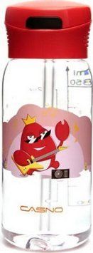 Бутылкас трубочкой детская Casno Crab Waterbottle KXN-1195 450 мл красная 20981 фото