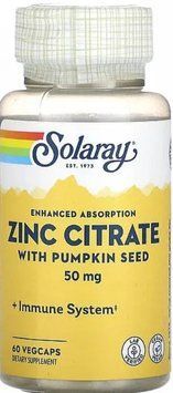Цинк цитрат Solaray Zinc Citrate 50 mg 60 капсул 19364 фото