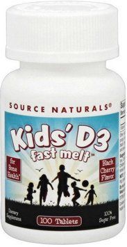Жувальний вітамін для дітей Source Naturals Kids D3 Fast Melt 100 так чорна вишня 23479 фото