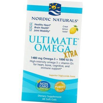 Омега 3 + Вітамін Д Nordic Naturals Ultimate Omega Xtra 1480 60 капс лимон 20037 фото