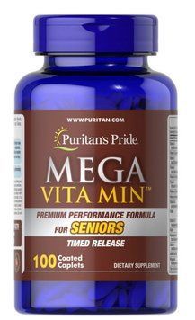 Мультивітаміни для літніх Puritan's Pride Mega Vita Min for Senior 100 таб 10139 фото