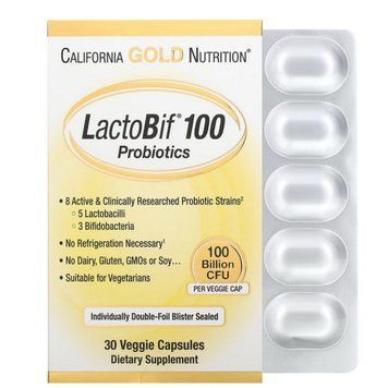 Пробіотик California Gold Nutrition LactoBif Probiotics 100 Billion 30 капсул 21583 фото