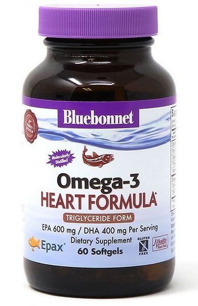 Омега 3 Формула для серця Bluebonnet Nutrition Omega-3 Heart Formula 60 капсул 19749 фото
