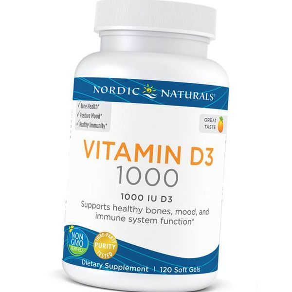 Nordic Naturals Vitamin D3 1000 IU 120 soft gels orange 19190 фото