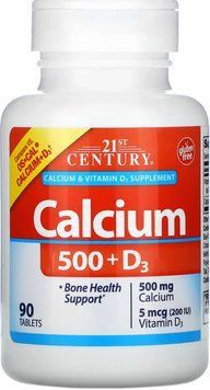 Кальцій+вітамін Д3 21st Century Calcium 500 mg + D3 90 таб 3108184140 фото