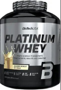 Концентрат сывороточного протеина для набора мышечной массы BioTech Platinum Whey 2 кг ванильное мороженое 3008632034 фото