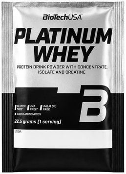 Сывороточный протеин для роста мышц и похудения BioTech Platinum Whey 22,5 гр солёная карамель 3156185261 фото