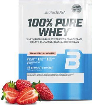 Протеїн BioTech 100% Pure Whey 28 гр полуниця 10273-02 фото