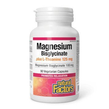 Магний бисглицинат с Л-тианином Natural Factors Magnesium Bisglycinate 100 mg plus L-Theanine 125 mg 90 вес капс 3173985412 фото