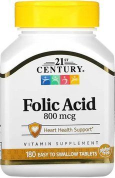 Фолієва кислота 21st Century Folic Acid 800 mcg 180 таб 3108184144 фото