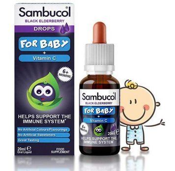 Препарати, що підвищують імунітет для дітей Sambucol Black Elderberry Drops For Babys Vitamin C 20 мл 21210 фото