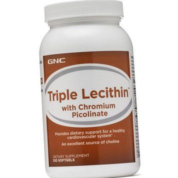 Соєвий лецитин і Холін GNC Triple Lecithin with Cromium Picolinate 100 капсул 20658 фото