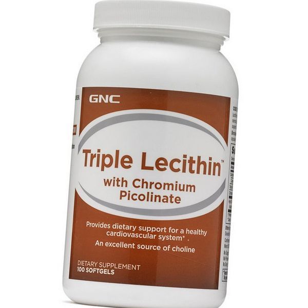 Соевый лецитин и Холин GNC Triple Lecithin with Cromium Picolinate 100 капсул 20658 фото