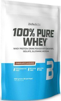 Сиворотковий протеїн BioTech 100% Pure Whey 1 кг шоколад 9126 фото