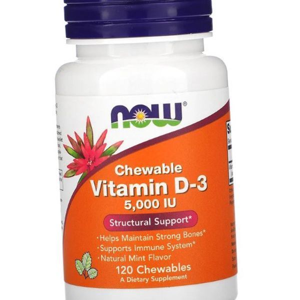 Вітамін D3 NOW Chewable Vitamin D-3 5000 IU 120 жев таб 9307 фото