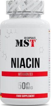 Ніацин вітамін B3 нікотинамід без почервоніння шкіри MST Niacin 500 mg 60 caps 3123032687 фото