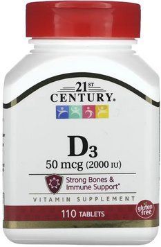 Вітамін Д3 21st Century D3 50 mcg (2000 IU) 110 таб 3108184120 фото