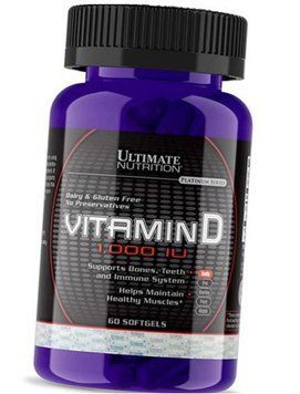 Вітамін Д3 Ultimate Nutrition Vitamin D 1,000 IU 60 гельових капсул 19647 фото