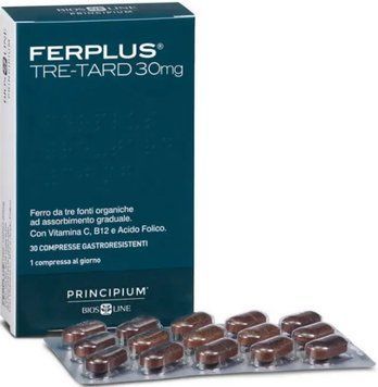 Залізо тройної дії Ferplus Tre-Tard 30 mg 30 таблеток 21629 фото