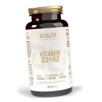 Вітамін D3 та К2 Evolite Nutrition D3+K2 120 гельових капсул 22224 фото