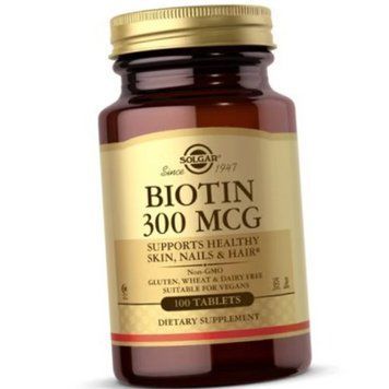 Біотин Солгар Solgar Biotin 300 mcg 100 таблеток вітамін Н, вітамін В7 і кофермент R 18827 фото