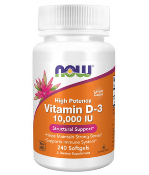 Вітамін Д Now Foods Vitamin D-3 10,000 IU 240 гел капс 21178 фото