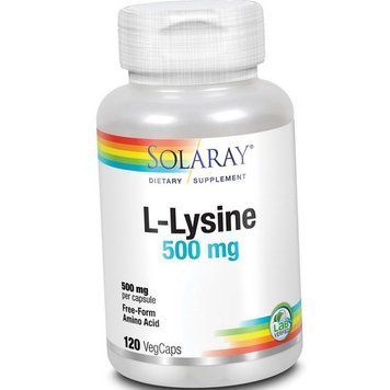 Л-Лизин аминокислота Solaray L-Lysine 500 mg 120 вег капсул 19886 фото