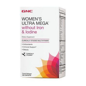 Витамины и минералы для женщин без железа GNC Womens Ultra Mega Active Without Iron and jodine 180 капс 1223 фото