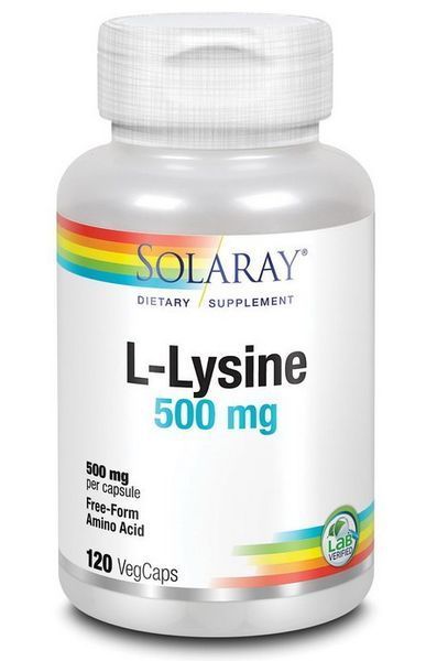 Л-Лизин аминокислота Solaray L-Lysine 500 mg 120 вег капсул 19886 фото
